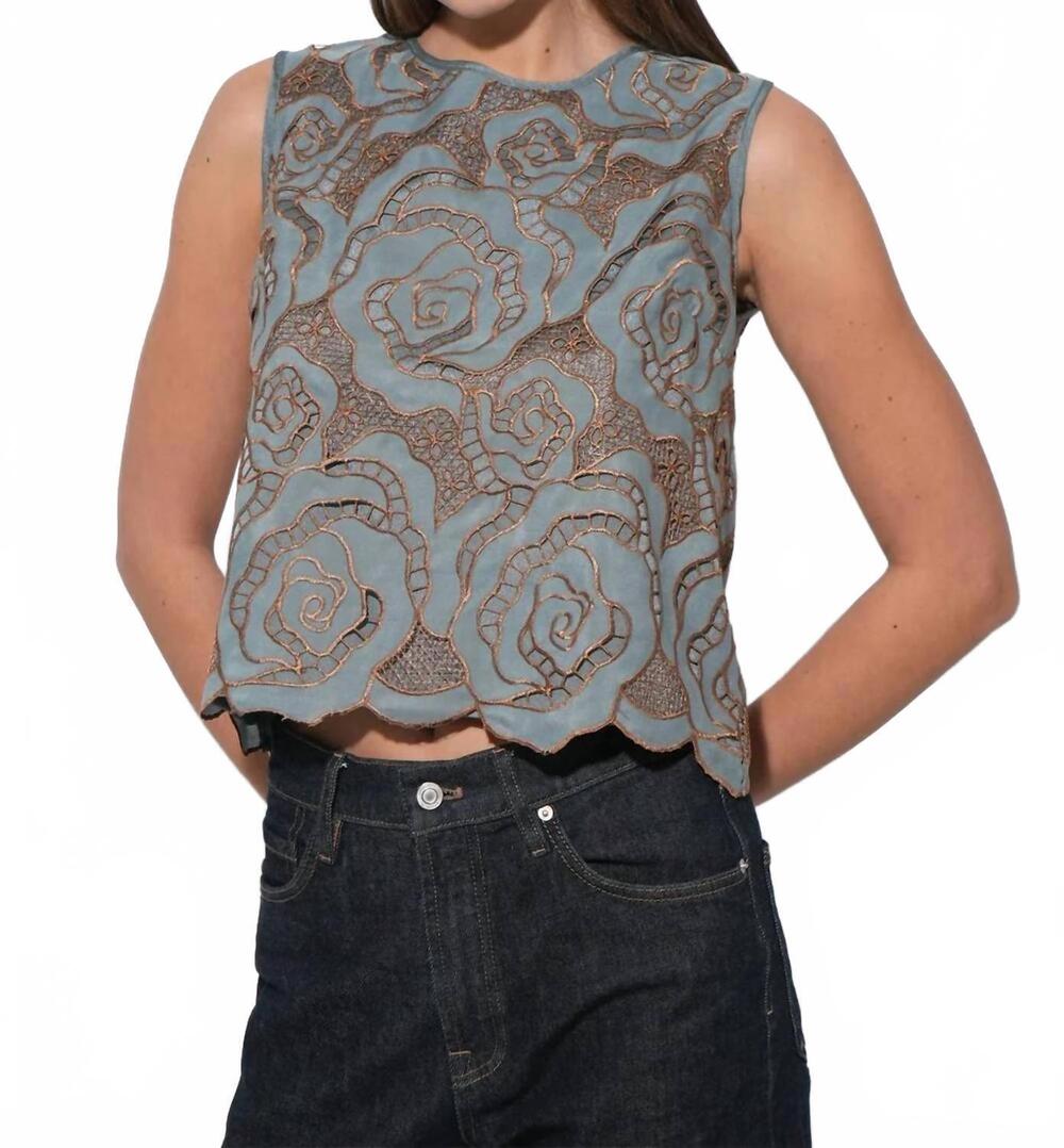 NEW ADELYN RAE winnie lace blouse in vintage aqua